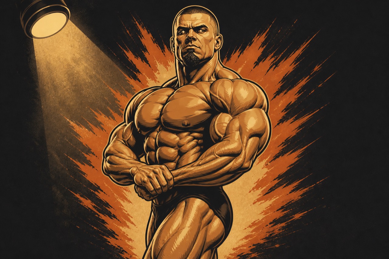 Illustrated icon of Jay Cutler for his meal-timer diet and volume-split log