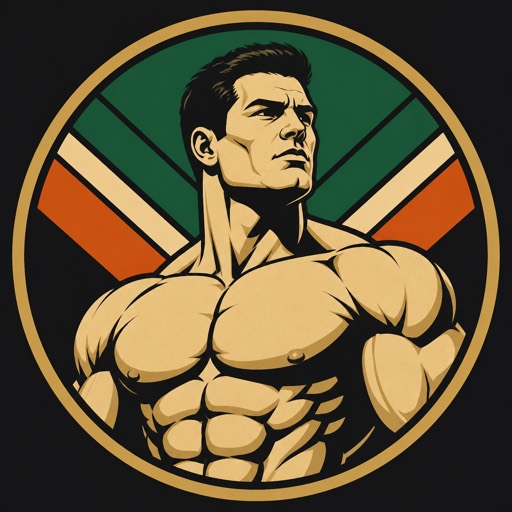 Illustrated icon of John Quinn for the Irish IFBB contest diet and split log