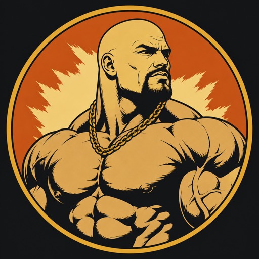 Illustrated icon of Ronnie Coleman for his 6-meal plan and heavy split log