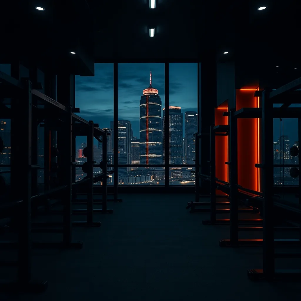 Brickell high-rise gym at dusk
